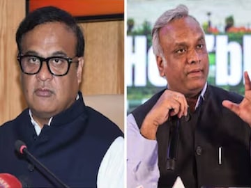 അസം മുഖ്യമന്ത്രി ഹിമന്ത ബിശ്വ ശർമ്മയും കർണാടക മന്ത്രി പ്രിയങ്ക് ഖാർഗെയും. (പിടിഐ ഫയൽ ചിത്രം)